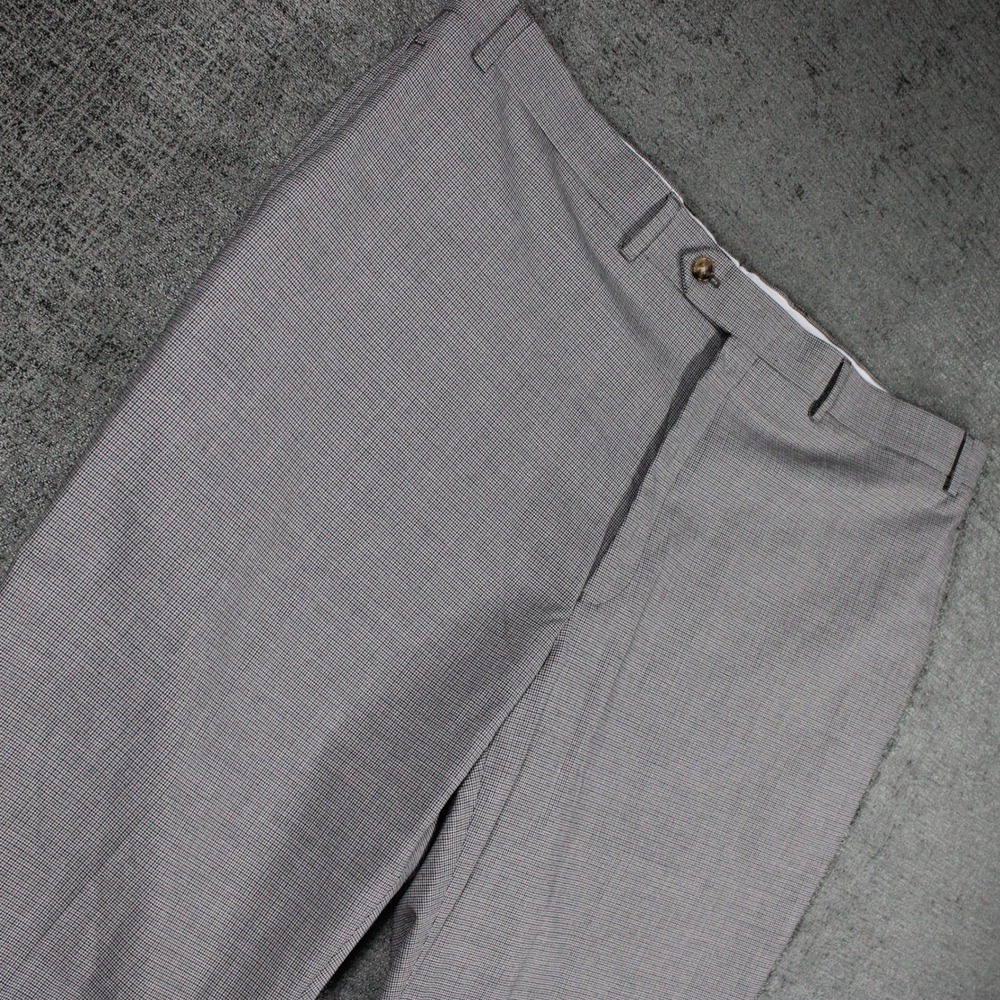 Ralph Ralph Lauren Mens 42x30 Gray Houndstooth Wool Blend Dress Pants Trousers
